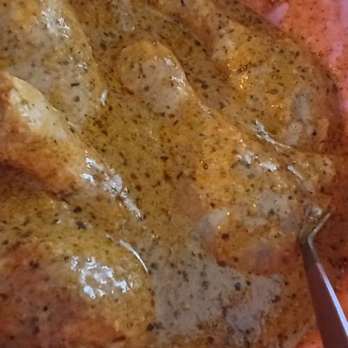 Baked Dijon Caesar roasted drumsticks fresh from the oven