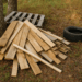 DIY wood collection pile ready for homestead projects